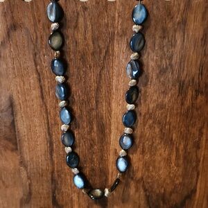 Artisan Necklace With Silver Shell Beads and Beautiful Polished Stones